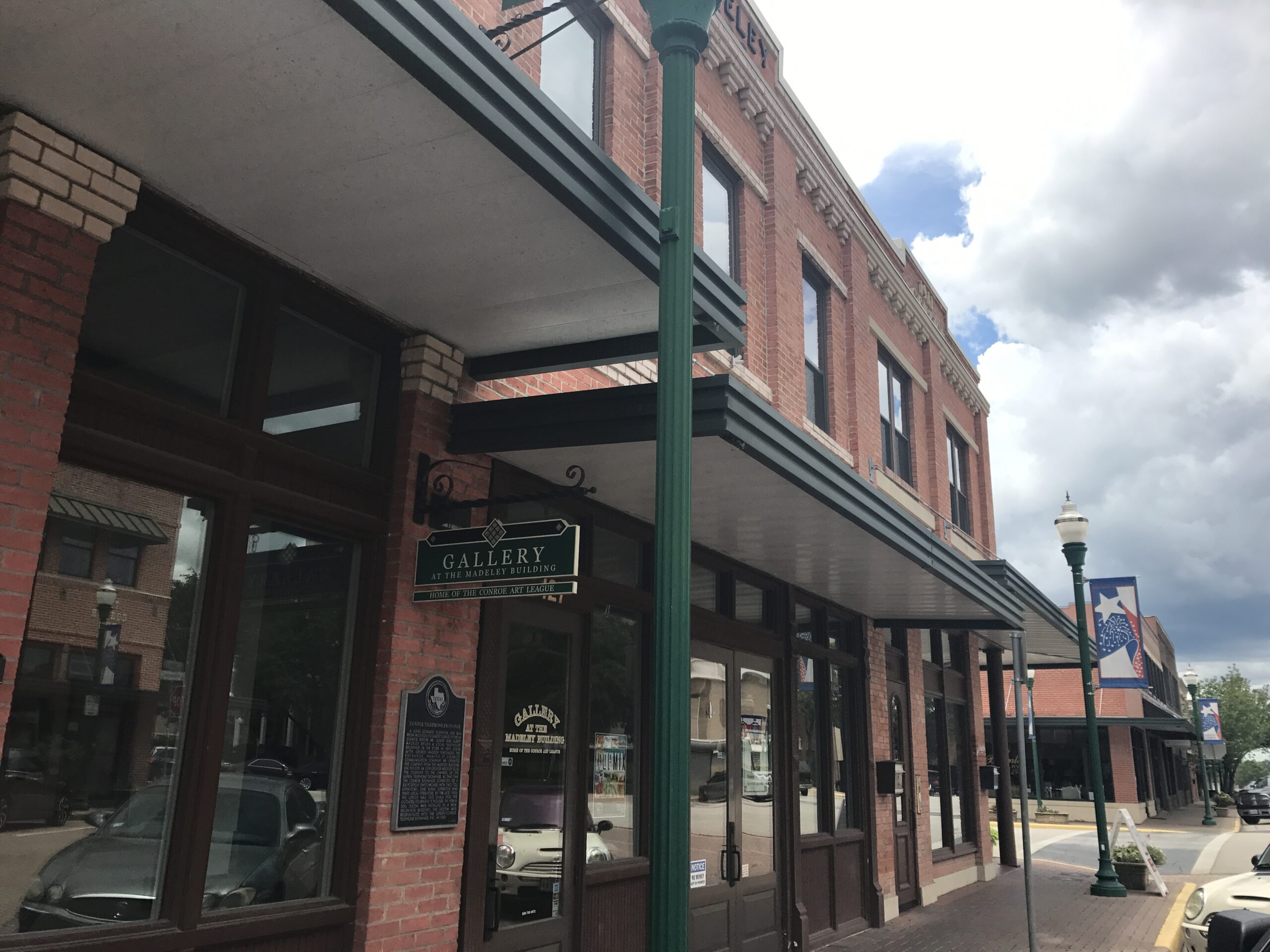 The historic Madeley Building gallery in downtown Conroe, Texas