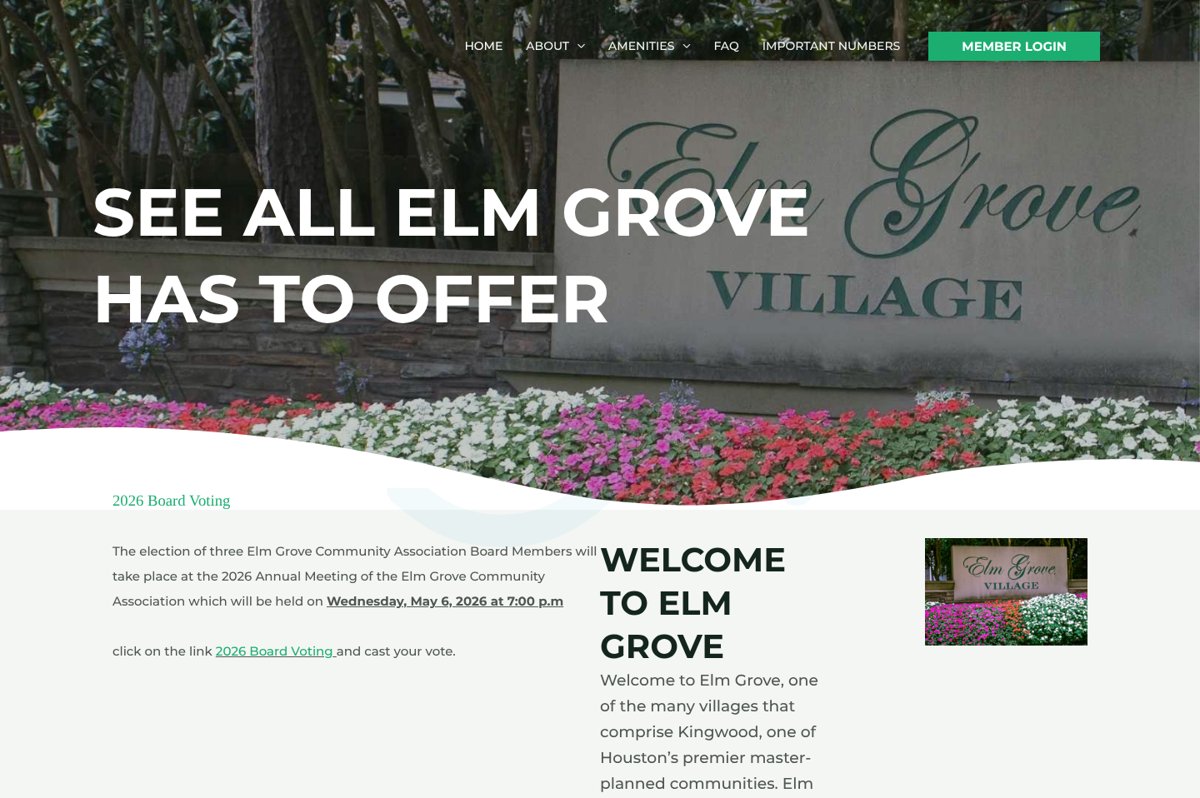 Elm Grove Village Kingwood HOA website by Vertical Web