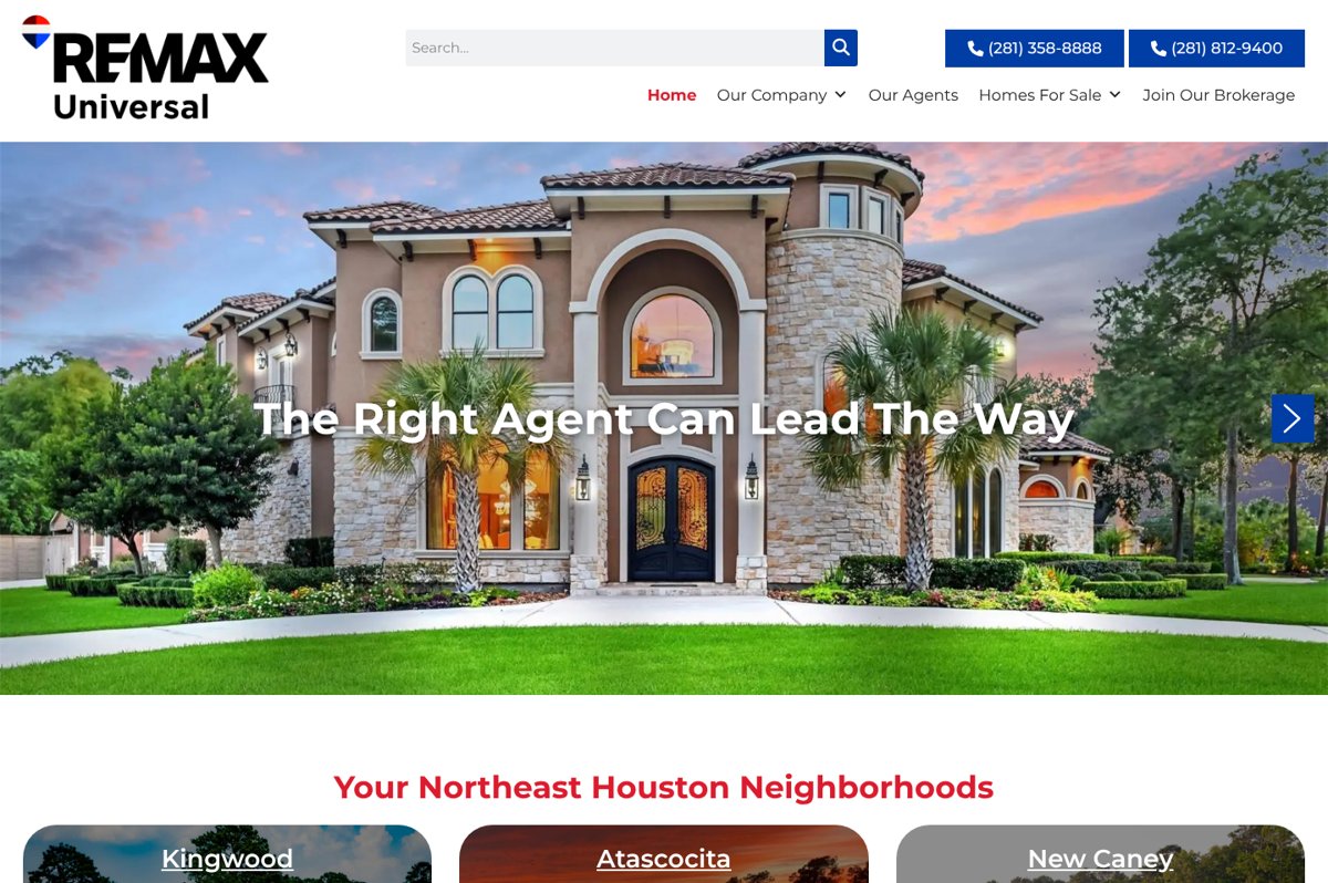 RE/MAX Universal NorthHoustonHomes.com website by Vertical Web