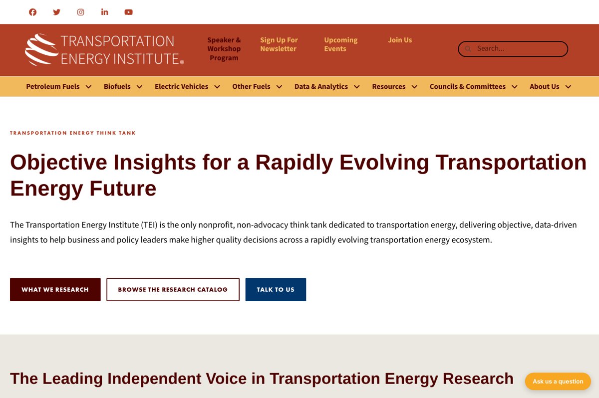 Transportation Energy Institute website, SEO by Vertical Web